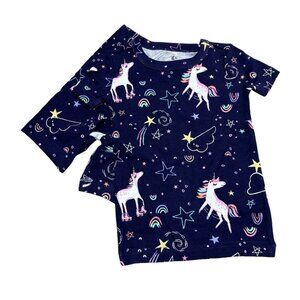 FISH STIX by Stitch Fix Size 2T ~ Navy Blue Unicorn 2-Pc Pajama Shorts Set NWT